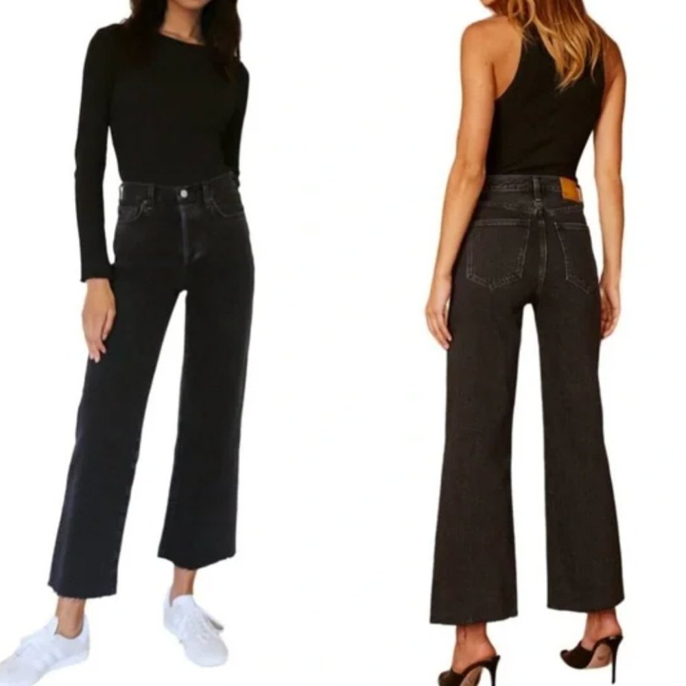 Denim Forum Black Wide Leg Jeans